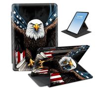 HGGJFLYX Case for Samsung Galaxy Tab S9/S9 FE/S10 Plus Tablet,360 Degree Rotating Multi-Angle Viewing Stand Fold Leather Tablet Cover for S9/S9 FE/S10 Plus,Auto Sleep/Wake,American Eagle Flag