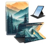 HGGJFLYX Case for Samsung Galaxy Tab S9/S9 FE/S10 Plus Tablet,360 Degree Rotating Multi-Angle Viewing Stand Fold Leather Tablet Cover for S9/S9 FE/S10 Plus,Auto Sleep/Wake,Misty Mountain Sunrise