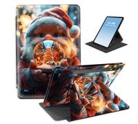 HGGJFLYX Case for Samsung Galaxy Tab S9/S9 FE/S10 Plus Tablet,360 Degree Rotating Multi-Angle Viewing Stand Fold Tablet Cover for Samsung S9/S9 FE/S10 Plus,Auto Sleep/Wake,Santa Snow Globe