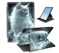 HGGJFLYX Case for Samsung Galaxy Tab S9/S9 FE/S10 Plus Tablet,360 Degree Rotating Multi-Angle Viewing Stand Fold Tablet Cover for Samsung S9/S9 FE/S10 Plus,Auto Sleep/Wake,Spirit Cat White