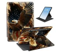 HGGJFLYX Case for Samsung Galaxy Tab S9/S9 FE/S10 Plus Tablet,360 Degree Rotating Multi-Angle Viewing Stand Fold Tablet Cover for Samsung S9/S9 FE/S10 Plus,Auto Sleep/Wake,American Flag Flying Eagle