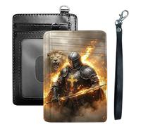 HGGJFLYX Credit Card Holder Slim Wallet for Women Men, RFID Blocking Front Pocket Card Holder, Travel Minimalist Thin Leather Case Wallet-J5, Brave Warrior with Lion, 3.1 x 4.5 inch, Modern