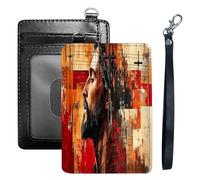 HGGJFLYX Credit Card Holder Slim Wallet for Women Men, RFID Blocking Front Pocket Card Holder, Travel Minimalist Thin Leather Case Wallet-J9, Jesus and Cross Painting, 3.1 x 4.5 inch, Modern