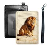HGGJFLYX Credit Card Holder Slim Wallet for Women Men, RFID Blocking Front Pocket Card Holder, Travel Minimalist Thin Leather Case Wallet-J5, Oil Painting of a Lion, 3.1 x 4.5 inch, Modern