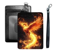 HGGJFLYX Credit Card Holder Slim Wallet for Women Men, RFID Blocking Front Pocket Card Holder, Travel Minimalist Thin Leather Case Wallet-J10, Fiery Phoenix Art, 3.1 x 4.5 inch, Modern