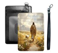 HGGJFLYX Credit Card Holder Slim Wallet for Women Men, RFID Blocking Front Pocket Card Holder, Travel Minimalist Thin Leather Case Wallet-J2, Saviour with the Sheep, 3.1 x 4.5 inch, Modern