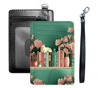 HGGJFLYX Credit Card Holder Slim Wallet for Women Men, RFID Blocking Front Pocket Card Holder, Travel Minimalist Thin Leather Case Wallet-J3, Cat on Bookshelf with Flowers, 3.1 x 4.5 inch, Modern