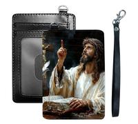 HGGJFLYX Credit Card Holder Slim Wallet for Women Men, RFID Blocking Front Pocket Card Holder, Travel Minimalist Thin Leather Case Wallet-J1, Cross Faith Art, 3.1 x 4.5 inch, Modern
