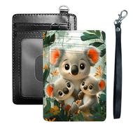 HGGJFLYX Credit Card Holder Slim Wallet for Women Men, RFID Blocking Front Pocket Card Holder, Travel Minimalist Thin Leather Case Wallet with ID Window & Wrist Strap-L9, Koala Family Jungle, 3.1 x