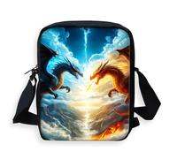 HGGJFLYX Crossbody Sling Bag for Women Men, Lightweight Small Messenger Shoulder Bag with Adjustable Strap and Zipper 1, Sky Battle Dragons