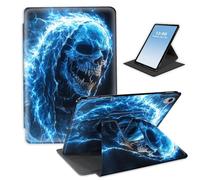 HGGJFLYX for iPad 10.2 inch 2021/2020/2019,360 Degree Rotating Multi-Angle Viewing Stand Leather Cover 10.2" for iPad 7th/8th/9th Generation,Auto Sleep/Wake,Blue Flame Skeleton
