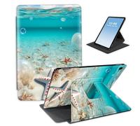 HGGJFLYX for iPad 10.2 inch 2021/2020/2019,360 Degree Rotating Multi-Angle Viewing Stand Leather Cover 10.2" for iPad 7th/8th/9th Generation,Auto Sleep/Wake,Seaside Starfish Scene