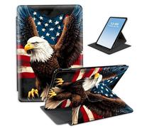 HGGJFLYX for iPad 10.2 inch 2021/2020/2019,360 Degree Rotating Multi-Angle Viewing Stand Leather Cover 10.2" for iPad 7th/8th/9th Generation,Auto Sleep/Wake,Eagle with Flag Wings