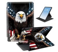 HGGJFLYX for iPad 8th/6th/5th Generation 9.7-Inch 2018/2017,360 Degree Rotating Multi-Angle Viewing Stand Leather Cover 9.7" for iPad 2018 2017,Auto Sleep/Wake,American Eagle Flag