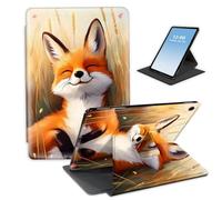 HGGJFLYX for iPad 8th/6th/5th Generation 9.7-Inch 2018/2017,360 Degree Rotating Multi-Angle Viewing Stand Leather Cover 9.7" for iPad 2018 2017,Auto Sleep/Wake,Happy Fox in Wheat Field
