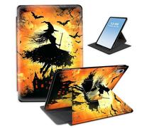 HGGJFLYX for iPad 8th/6th/5th Generation 9.7-Inch 2018/2017,360 Degree Rotating Multi-Angle Viewing Stand Leather Cover 9.7" for iPad 2018 2017,Auto Sleep/Wake,Halloween Witch