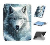 HGGJFLYX for iPad 9th/ 8th/ 7th Generation Case 10.2" Case with Pencil Holder, Foldable Y-Shaped Protective Cover, Stylish Clear Multi-Angle Viewing & Auto Sleep/Wake, Ice Wolf Blue Eye