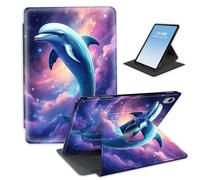 HGGJFLYX for iPad (A16) 11th Generation 11 Inch 2025,360 Degree Rotating Multi-Angle Viewing Stand Cover 10.9" for iPad 10th Generation Case 2022,Auto Sleep/Wake,Cosmic Dolphin Leap