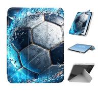 HGGJFLYX for iPad A16 (11th Generation) Case with Pencil Holder, Foldable Y-Shaped Protective Cover, Stylish Clear Multi-Angle Viewing & Auto Sleep/Wake Tablet Case, Ice Soccer Ball
