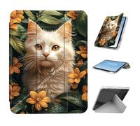 HGGJFLYX for iPad Air 11 2024 Case with Pencil Holder, Foldable Y-Shaped Protective Cover, Stylish Clear Multi-Angle Viewing & Auto Sleep/Wake Tablet Case, Skull Pink Hibiscus Flowers