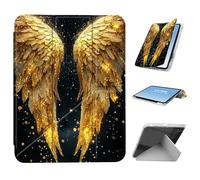 HGGJFLYX for iPad Air 13 2024 Case with Pencil Holder, Foldable Y-Shaped Protective Cover, Stylish Clear Multi-Angle Viewing & Auto Sleep/Wake Tablet Case, Gilded Wings