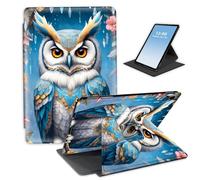 HGGJFLYX for iPad Air 3 2019,360 Degree Rotating Multi-Angle Viewing Stand Leather Cover for iPad Pro 10.5 Inch Case 2017,Auto Sleep/Wake,Ornate Blue Owl