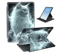 HGGJFLYX for iPad Air 3 2019,360 Degree Rotating Multi-Angle Viewing Stand Leather Cover for iPad Pro 10.5 Inch Case 2017,Auto Sleep/Wake,Spirit Cat White