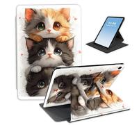 HGGJFLYX for iPad Air 3 2019,360 Degree Rotating Multi-Angle Viewing Stand Leather Cover for iPad Pro 10.5 Inch Case 2017,Auto Sleep/Wake,Stacked Cats