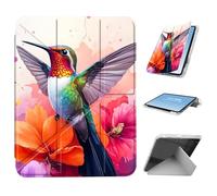 HGGJFLYX for iPad Air 3 2019/iPad Pro 10.5 inch Case with Pencil Holder, Foldable Y-Shaped Protective Cover, Stylish Clear Multi-Angle Viewing & Auto Sleep/Wake, Hummingbird Flower Bloom