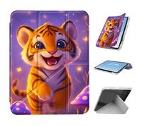 HGGJFLYX for iPad Air 3 2019/iPad Pro 10.5 inch Case with Pencil Holder, Foldable Y-Shaped Protective Cover, Stylish Clear Multi-Angle Viewing & Auto Sleep/Wake, Firefly Lit Tiger Cub