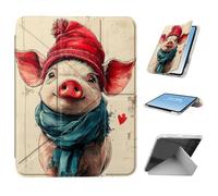 HGGJFLYX for iPad Air 3 2019/iPad Pro 10.5 inch Case with Pencil Holder, Foldable Y-Shaped Protective Cover, Stylish Clear Multi-Angle Viewing & Auto Sleep/Wake, Cute Pig Wearing Hat