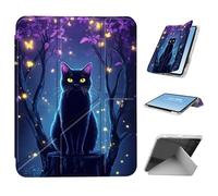 HGGJFLYX for iPad Air 3 2019/iPad Pro 10.5 inch Case with Pencil Holder, Foldable Y-Shaped Protective Cover, Stylish Clear Multi-Angle Viewing & Auto Sleep/Wake, Cat Firefly Woods
