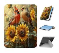 HGGJFLYX for iPad Air 3 2019/iPad Pro 10.5 inch Case with Pencil Holder, Foldable Y-Shaped Protective Cover, Stylish Clear Multi-Angle Viewing & Auto Sleep/Wake, Cardinal Birds Sunflower