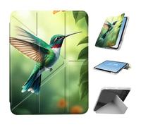 HGGJFLYX for iPad Air 3 2019/iPad Pro 10.5 inch Case with Pencil Holder, Foldable Y-Shaped Protective Cover, Stylish Clear Multi-Angle Viewing & Auto Sleep/Wake, Hummingbird & Orange Flower