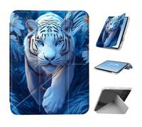 HGGJFLYX for iPad Air 3 2019/iPad Pro 10.5 inch Case with Pencil Holder, Foldable Y-Shaped Protective Cover, Stylish Clear Multi-Angle Viewing & Auto Sleep/Wake, Blue Eye White Tiger