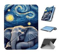 HGGJFLYX for iPad Air 3 2019/iPad Pro 10.5 inch Case with Pencil Holder, Foldable Y-Shaped Protective Cover, Stylish Clear Multi-Angle Viewing & Auto Sleep/Wake, Elephant in Starry Wave