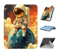 HGGJFLYX for iPad mini 7 A17 Pro 2024/iPad Mini 6 2021 Case with Pencil Holder,Foldable Y-Shaped Cover,Stylish Clear Multi-Angle Viewing&Auto Sleep/Wake Astronaut on Planet Tablet Case