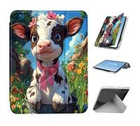 HGGJFLYX for iPad mini 7 A17 Pro 2024/iPad Mini 6 2021 Case with Pencil Holder, Foldable Y-Shaped Protective Cover, Stylish Clear Multi-Angle Viewing & Auto Sleep/Wake, Flower Crown Calf