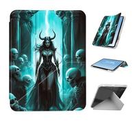 HGGJFLYX for iPad mini 7 A17 Pro 2024/iPad Mini 6 2021 Case with Pencil Holder, Foldable Y-Shaped Protective Cover, Stylish Clear Multi-Angle Viewing & Auto Sleep/Wake, Dark Queen Skulls