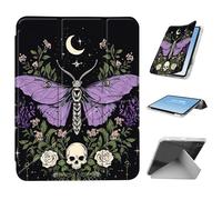 HGGJFLYX for iPad mini 7 A17 Pro 2024/iPad Mini 6 2021 Case with Pencil Holder, Foldable Y-Shaped Protective Cover, Stylish Clear Multi-Angle Viewing & Auto Sleep/Wake, Moth & Crescent