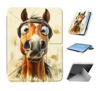 HGGJFLYX for iPad mini 7 A17 Pro 2024/iPad Mini 6 2021 Case with Pencil Holder, Foldable Y-Shaped Protective Cover, Stylish Clear Multi-Angle Viewing & Auto Sleep/Wake, Five Cats Fence Daisies