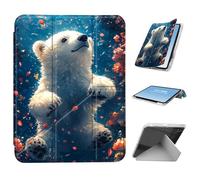 HGGJFLYX for iPad mini 7 A17 Pro 2024/iPad Mini 6 2021 Case with Pencil Holder, Foldable Y-Shaped Protective Cover, Stylish Clear Multi-Angle Viewing & Auto Sleep/Wake, Polar Bear Butterfly