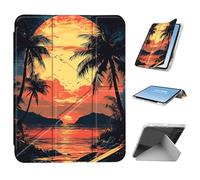 HGGJFLYX for iPad mini 7 A17 Pro 2024/iPad Mini 6 2021 Case with Pencil Holder, Foldable Y-Shaped Protective Cover, Stylish Clear Multi-Angle Viewing & Auto Sleep/Wake, Tropical Sunset