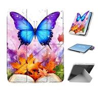 HGGJFLYX for iPad mini 7 A17 Pro 2024/iPad Mini 6 2021 Case with Pencil Holder, Foldable Y-Shaped Protective Cover, Stylish Clear Multi-Angle Viewing & Auto Sleep/Wake, Butterfly Book Autumn