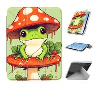 HGGJFLYX for iPad mini 7 A17 Pro 2024/iPad Mini 6 2021 Case with Pencil Holder, Foldable Y-Shaped Protective Cover, Stylish Clear Multi-Angle Viewing & Auto Sleep/Wake, Frog Under Mushroom Hat