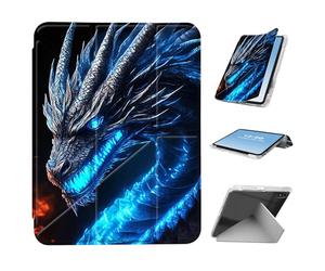 HGGJFLYX for iPad mini 7 A17 Pro 2024/iPad Mini 6 2021 Case with Pencil Holder, Foldable Y-Shaped Protective Cover, Stylish Clear Multi-Angle Viewing & Auto Sleep/Wake, Mythical Blue Dragon