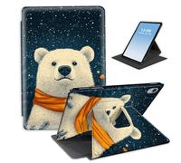 HGGJFLYX for iPad mini 7 (A17 Pro) Case 2024/iPad Mini 6 2021,360 Degree Rotating Multi-Angle Viewing Stand Cover 8.3" for iPad mini 7/6 Gen,Auto Sleep/Wake,Polar Bear Snowy Night