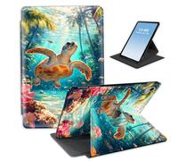 HGGJFLYX for iPad mini 7 (A17 Pro) Case 2024/iPad Mini 6 2021,360 Degree Rotating Multi-Angle Viewing Stand Cover 8.3" for iPad mini 7/6 Gen,Auto Sleep/Wake,Sea Turtle Underwater Flowers