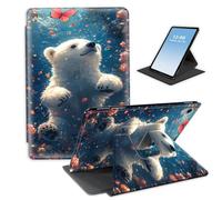HGGJFLYX for iPad mini 7 (A17 Pro) Case 2024/iPad Mini 6 2021,360 Degree Rotating Multi-Angle Viewing Stand Cover 8.3" for iPad mini 7/6 Gen,Auto Sleep/Wake,Polar Bear Butterfly