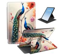 HGGJFLYX for iPad mini 7 (A17 Pro) Case 2024/iPad Mini 6 2021,360 Degree Rotating Multi-Angle Viewing Stand Cover 8.3" for iPad mini 7/6 Gen,Auto Sleep/Wake,Peacocks Blossoms